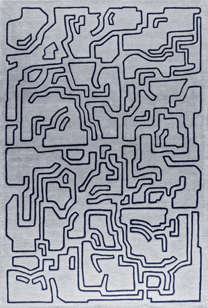 Massimo Structures Fragment 2 blue wool rug, top view