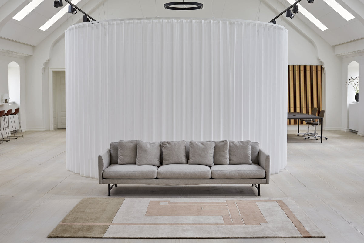 Massimo Structures Fragment 3 pink wool rug, shown in an interior