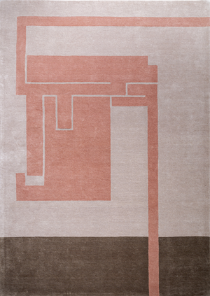 Massimo Structures Fragment 3 pink wool rug, top view