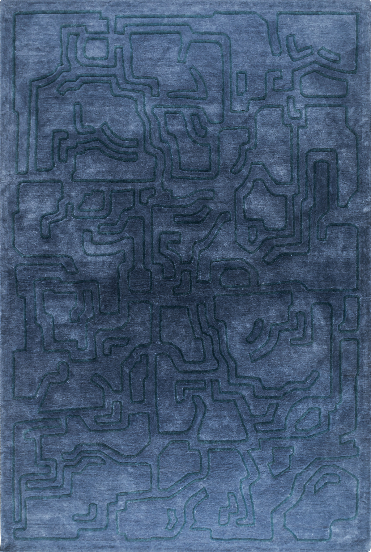 Massimo Structures Fragment 4 blue wool rug, top view