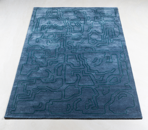 Massimo Structures Fragment 4 blue wool rug, perspective view
