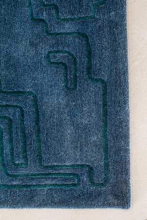 Massimo Structures Fragment 4 blue wool rug, detail of the corner
