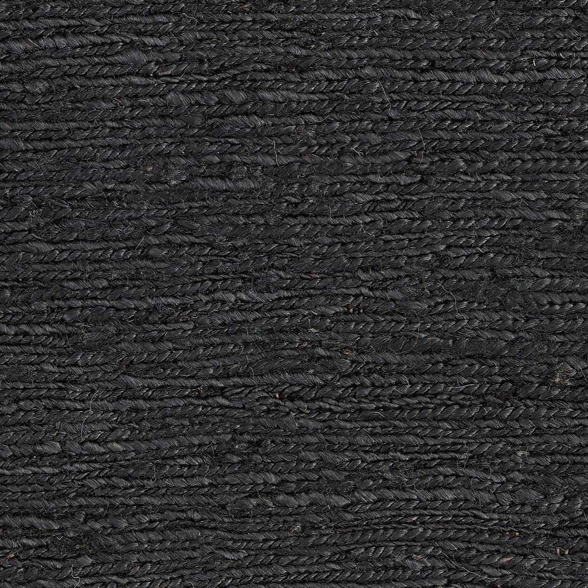 Massimo Sumace Black jute rug with fringes, detail of the surface