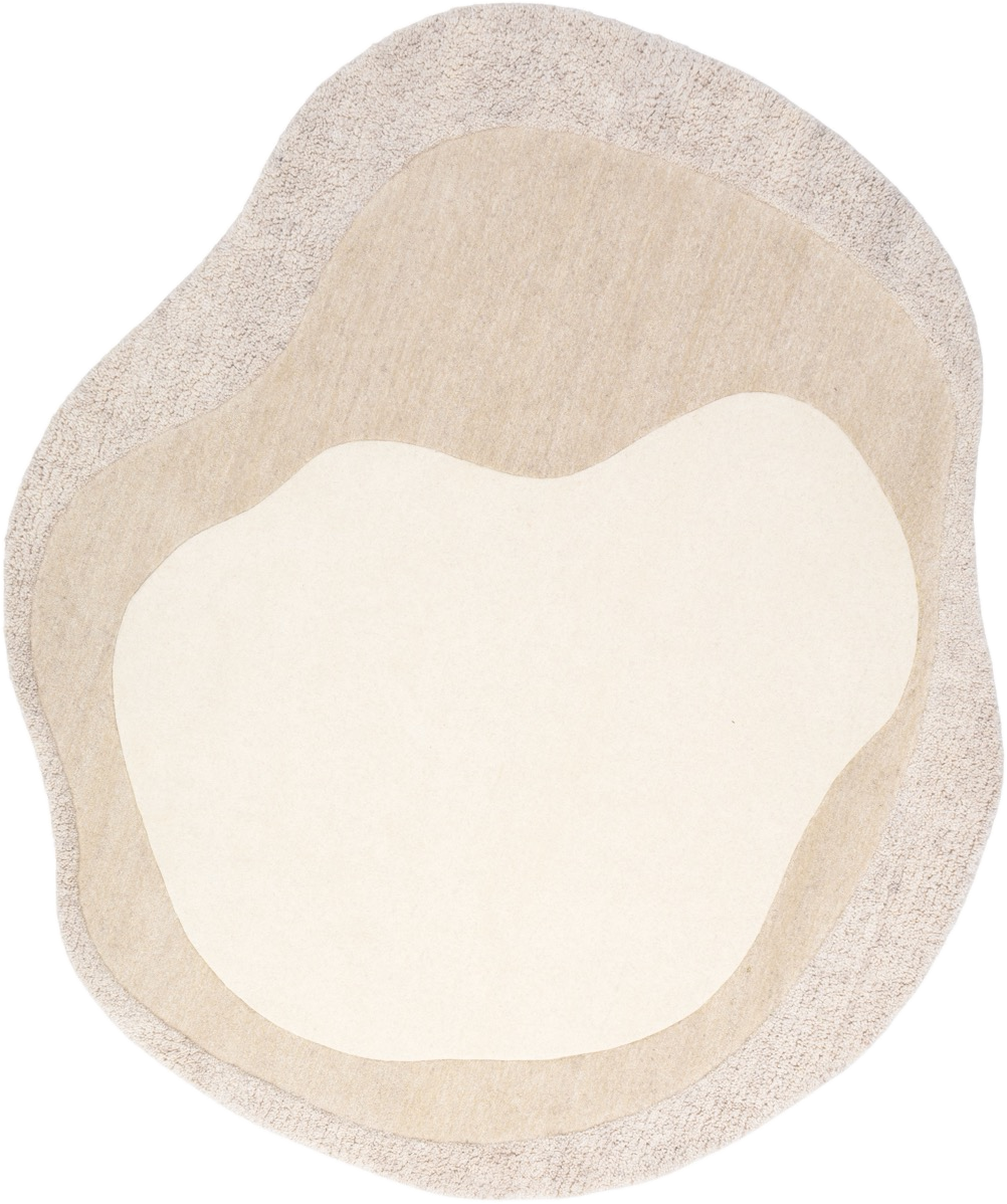 Acsento Malmö rug in ivory and beige with an organic shape, top view